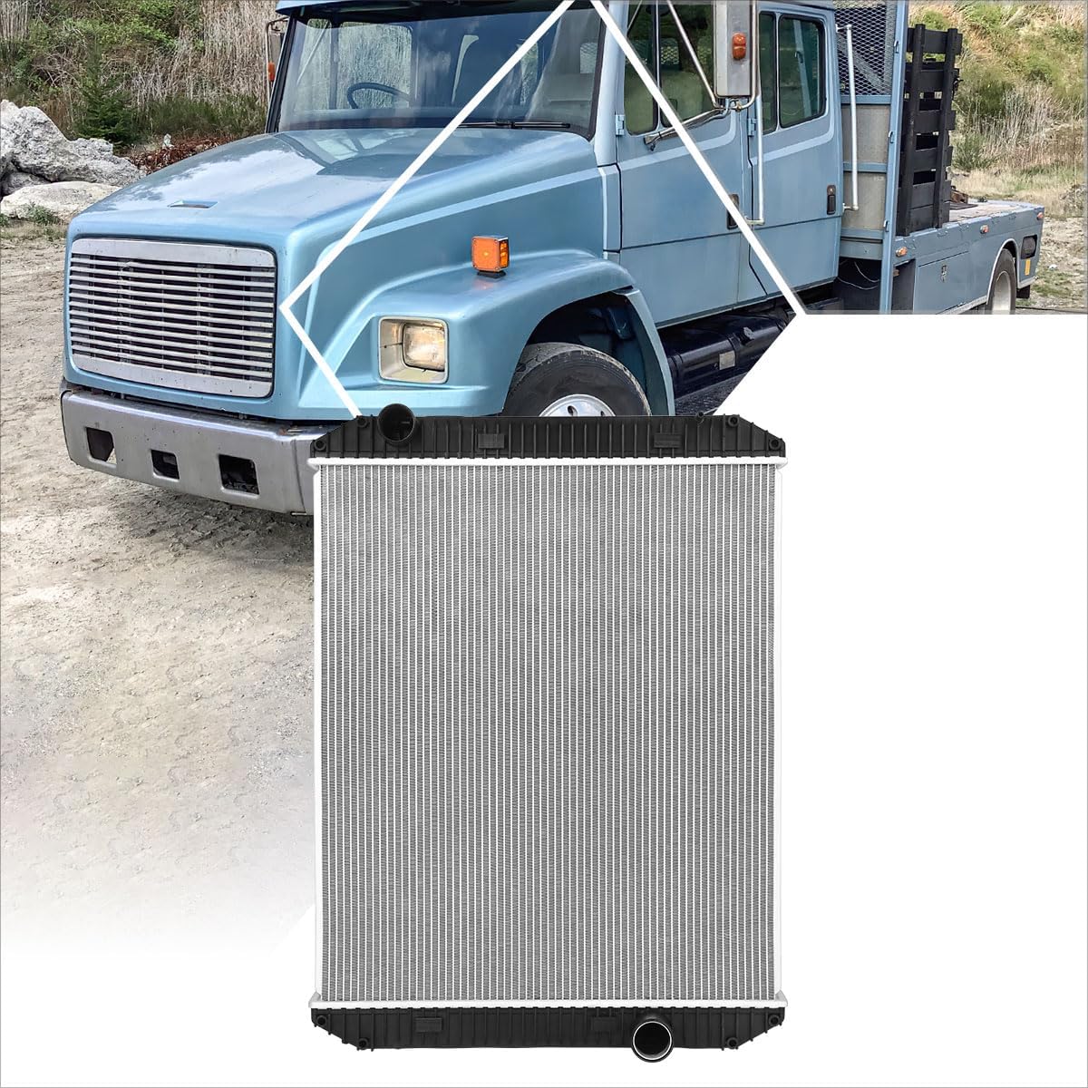 Factory Style 3-Row Aluminum Core Cooling Radiator Compatible with 92-07 Freightliner Century Class Sterling Truck