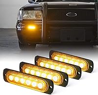Vista 12 de Xprite 8 luces LED estroboscópicas de emergencia, ámbar de 12 luces LED estroboscópicas intermitentes, función de sincronización, luz de parrilla