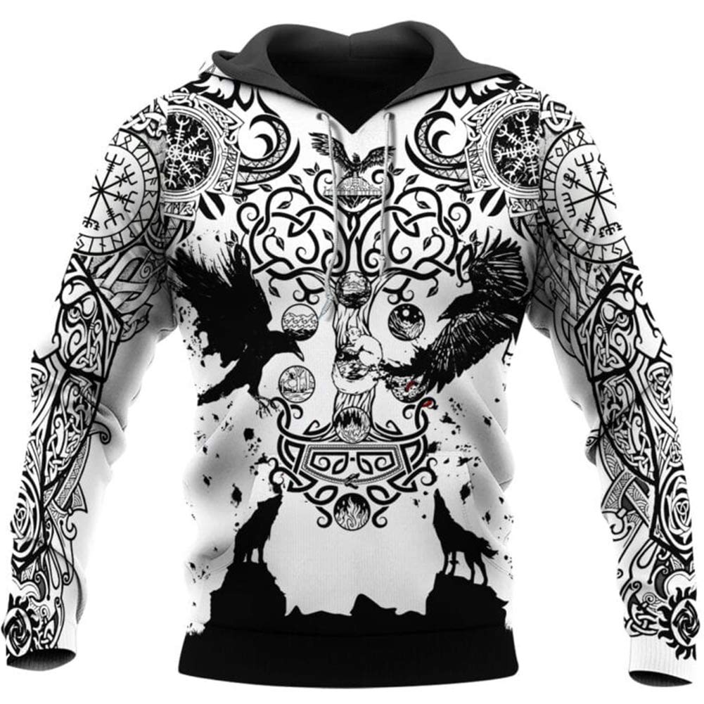 Ensemble de vêtements Viking pour hommes avec sweat à capuche imprimé 3D