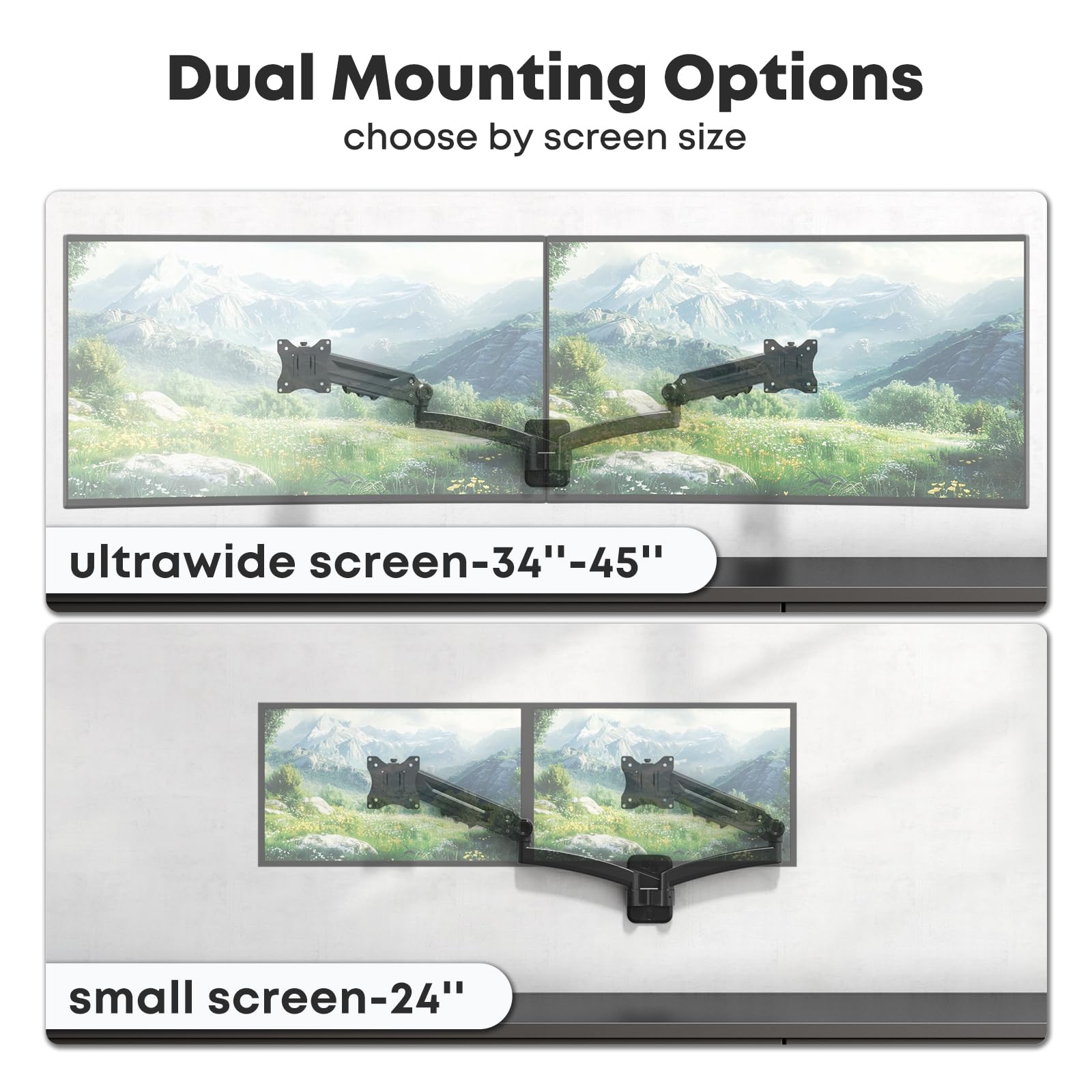 Soporte de Pared para 2 monitores de 24–45'', 12 kg por Brazo