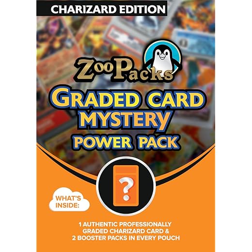 Zoo Packs Charizard Graded Card Mystery Power Pack - 1 Graded Charizard Card and 2 Sealed Booster Packs