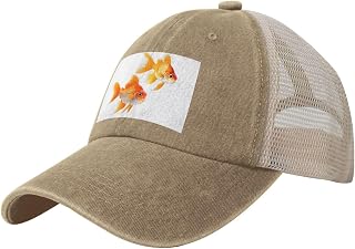 Cute Goldfishes Print Vintage Cowboy Mesh Baseball Cap for Fishing Travel Outdoor Casual Streetwear Hat