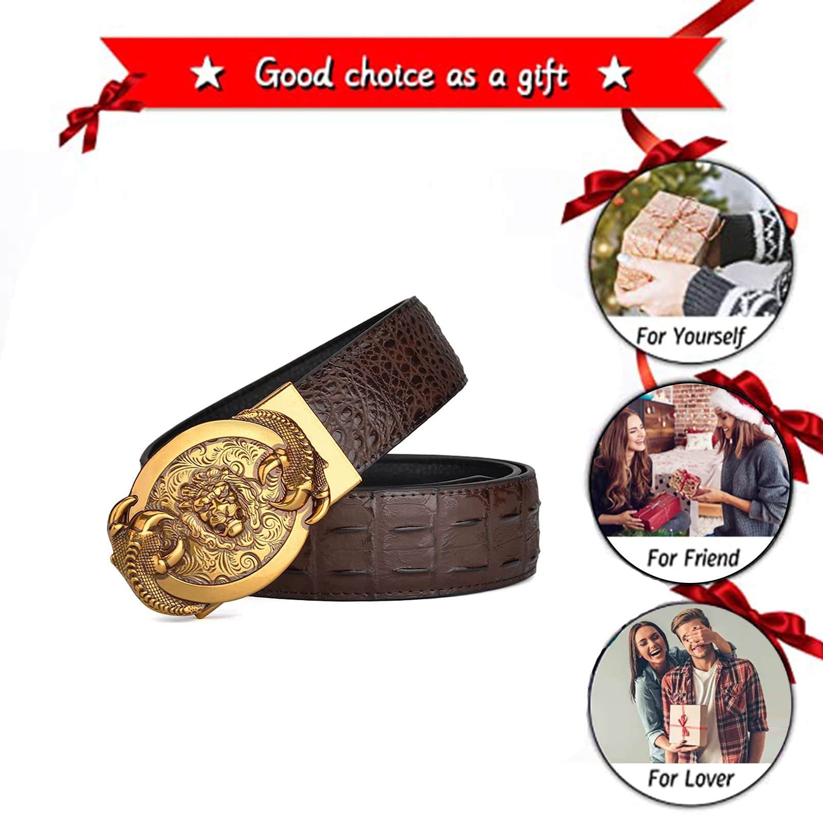 Amazon.com: YOPADO Ratchet Embossed Belt with Lion Head Automatic