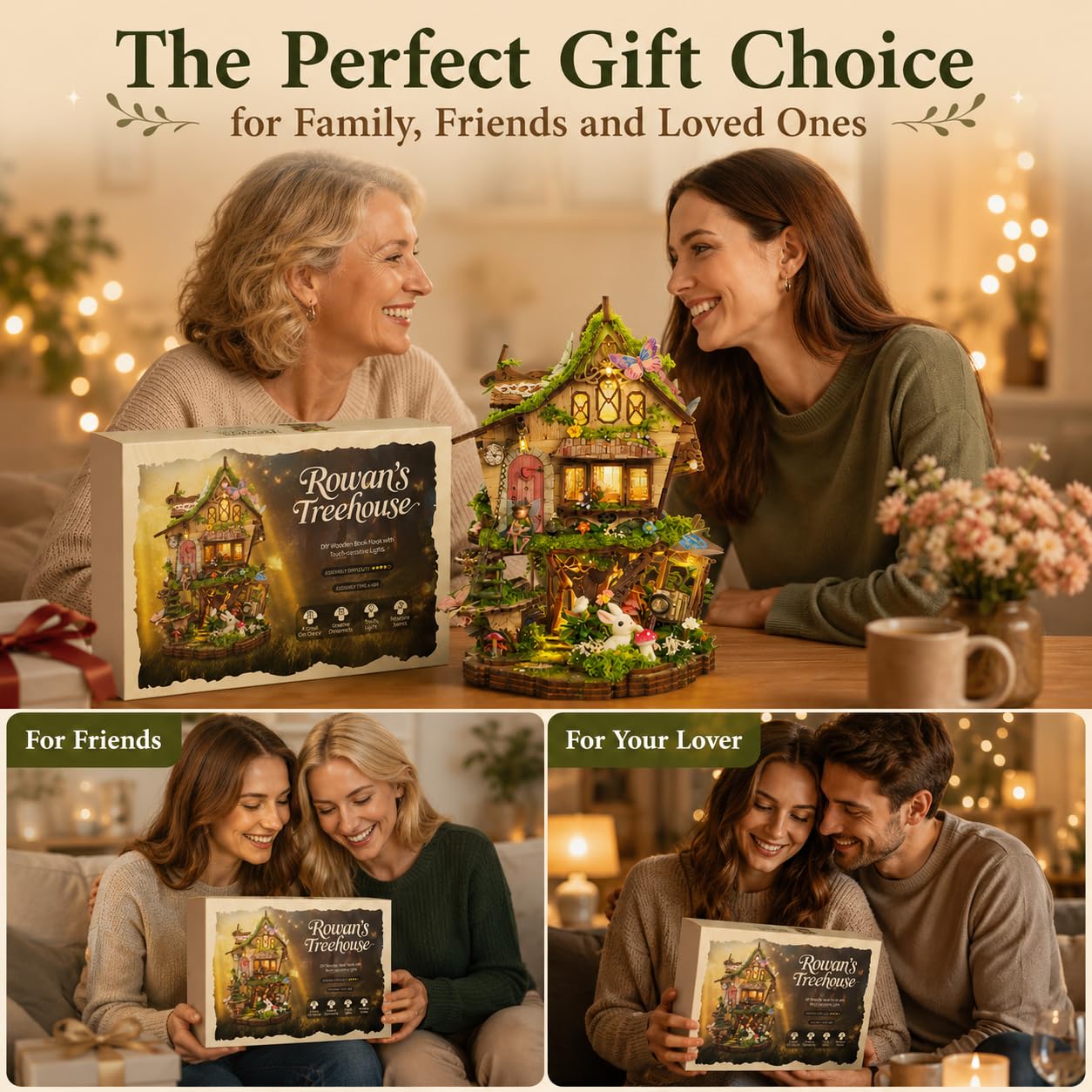 Spilay Rowan - Kit fai da te per casa delle bambole in miniatura, con luce LED, mini kit per la costruzione di una casa, angolo libro per adulti, decorazione creativa per librerie e regalo unico