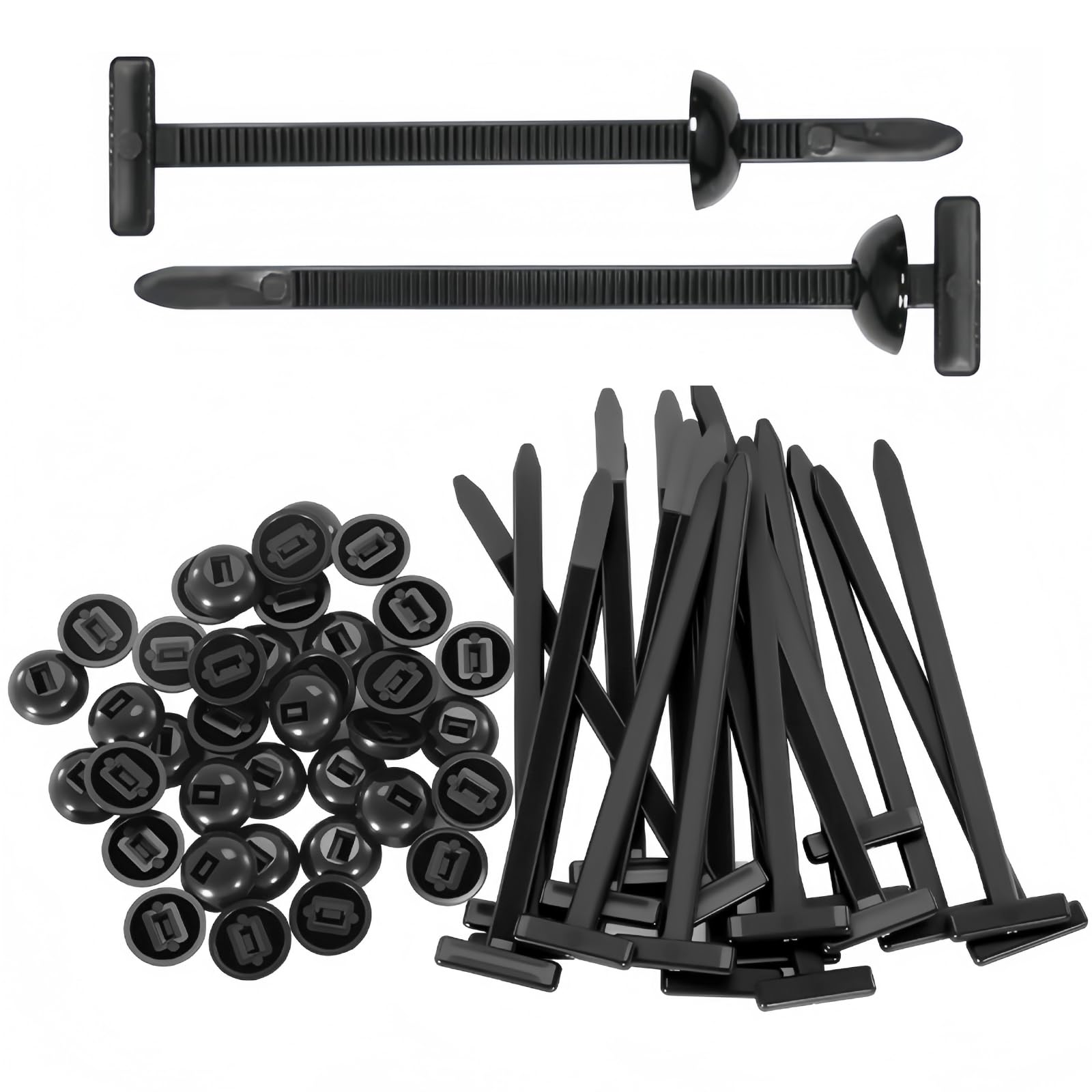 50 fascette universali con fibbia: cavo nylon pesante per riparazione e organizzazione auto, resistente ai raggi UV, sistema pin e pulsante