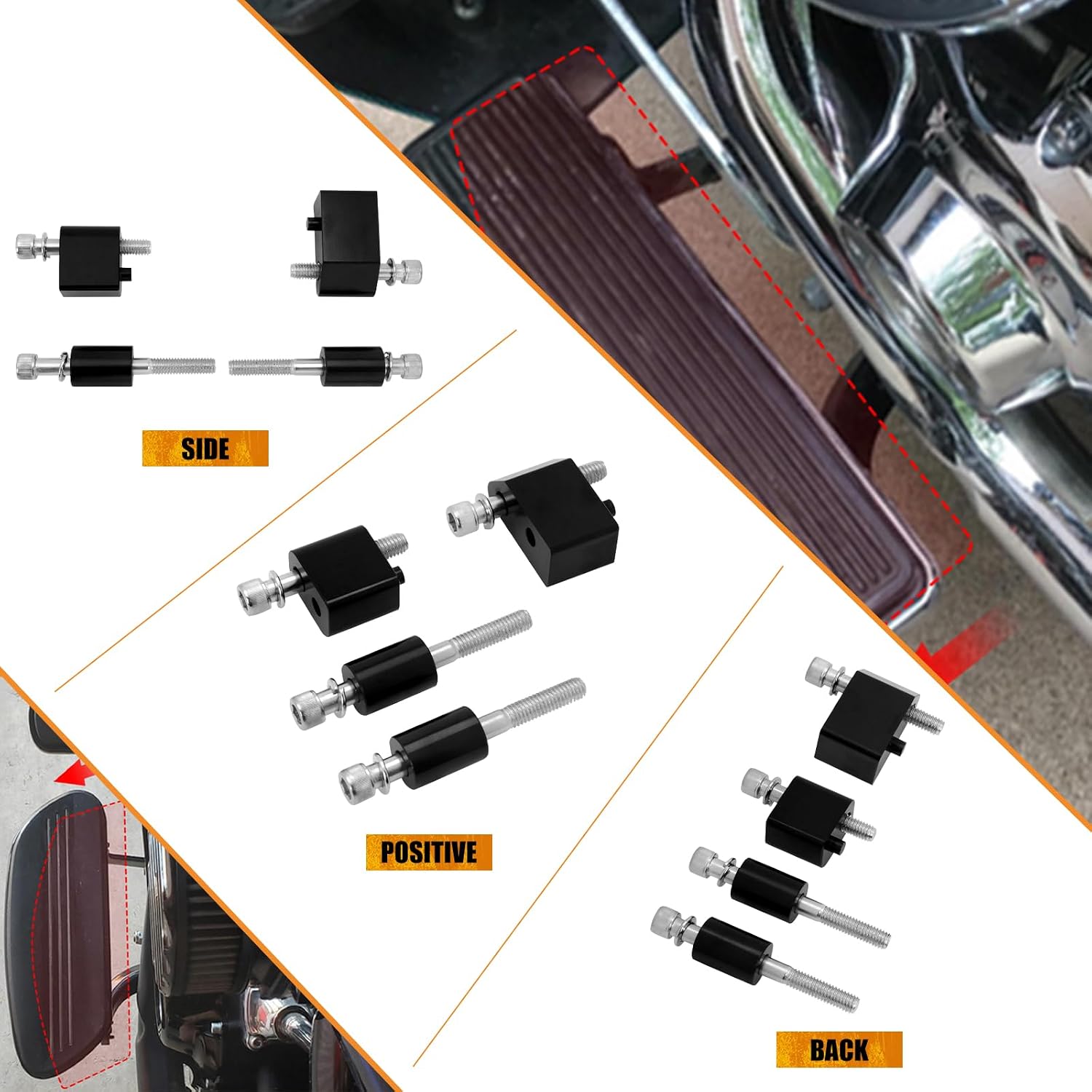 1.25" Driver Floorboard Extensions Floorboard Extenders Spacer Fit for Harley Touring Electra Glide Road Glide Road King Street Glide 2009-2025 FL Trikes 09-2013 (Black)