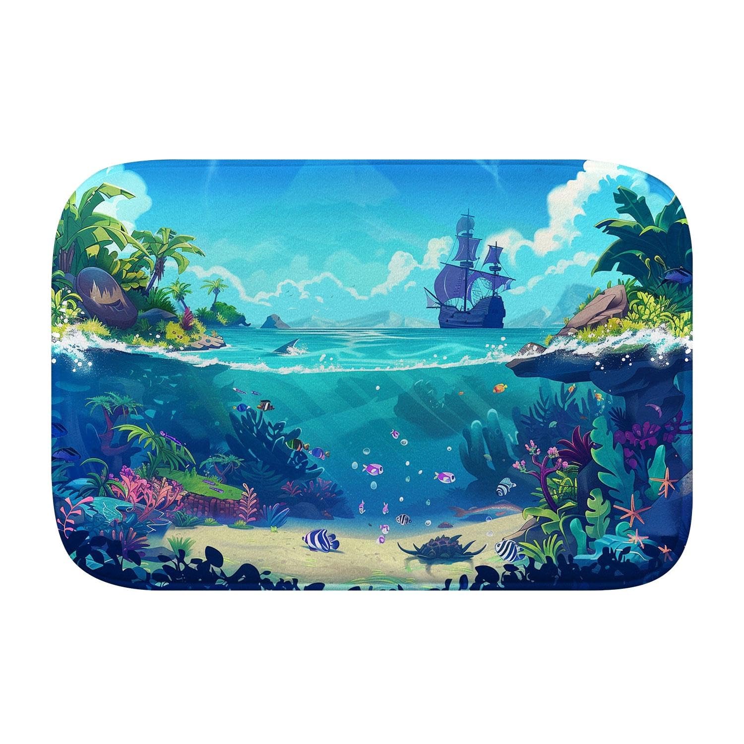 Tapis de bain en mousse à mémoire de forme pour une ambiance marine et zen dans votre douche