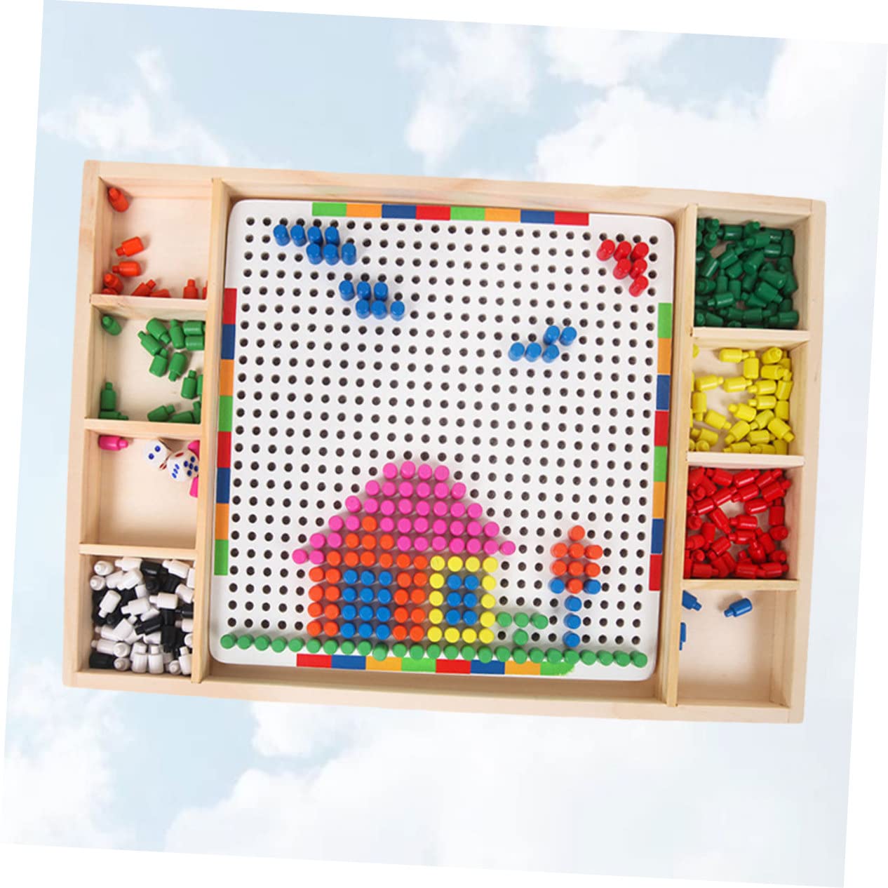 Puzzle Chiodini a Fungo in Legno Bianco, Set da 1, per Bambini | Puzzle per Unghie per Ragazzo Ragazza, Stimola Immaginazione e Creatività, per Uso Quotidiano e Compleanno