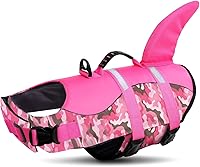 Vista 31 de Queenmore - Chaleco salvavidas para perros Ripstop, diseño de tiburón, chaleco de seguridad ajustable con alta flotabilidad y asa de rescate