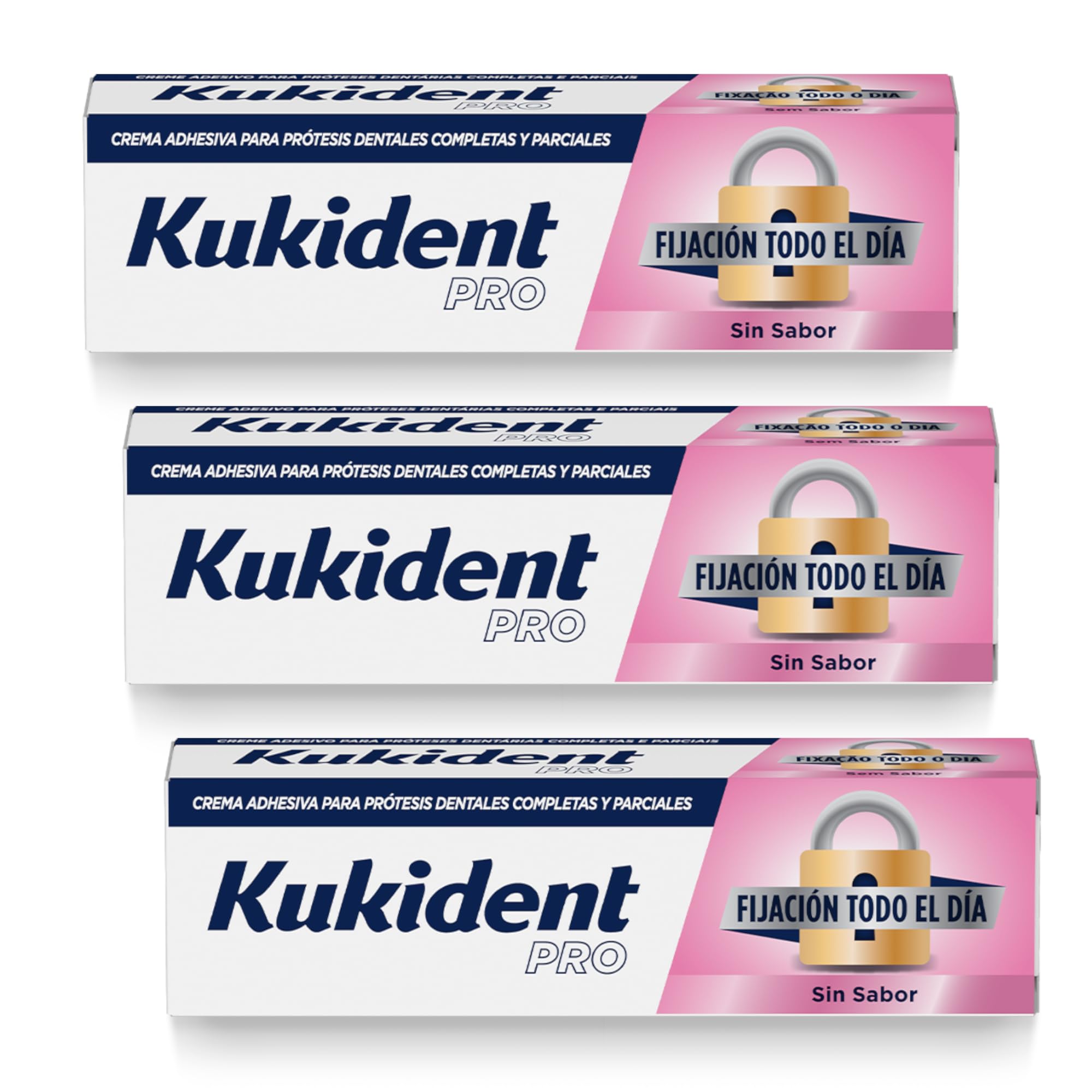 Kukident Pro Complete Crema Adhesiva para prótesis dentales, Neutro, Pack de 3