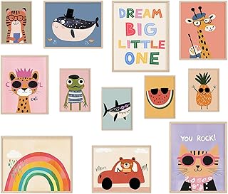 LOVEDMORE Toddler Wall Art Prints – Colorful Animal Gallery Wall Art for...