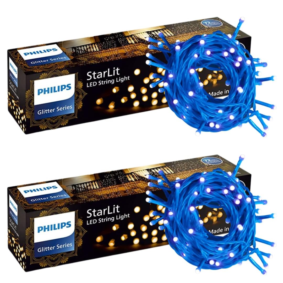 PHILIPS Starlit 12 Meter 72 LEDs String Light for Decoration | Festival LED String Light for Diwali, Christmas and Home Decoration| Blue, Pack of 2 (B0B5RMTC2L) Amazon Price History, Amazon Price Tracker