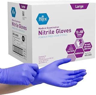 MedPride Powder-Free Nitrile Exam Gloves Large, 1000 Count Case - Durable Latex-Free Protection for Medical, Cleaning & Food Prep