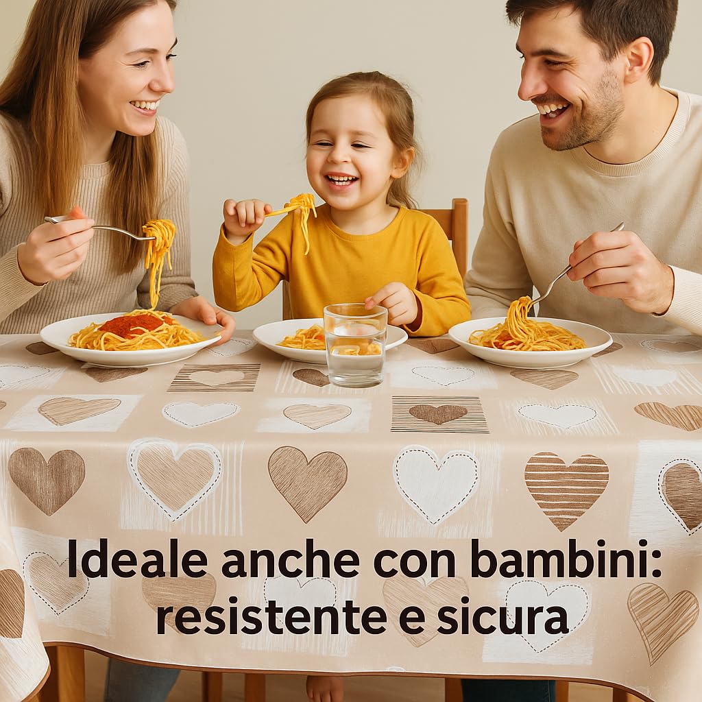 Tovaglia Plastificata Rettangolare 140 x 180 Impermeabile Antimacchia Facile da Pulire, Elegante Copritavolo In Plastica 6 Posti Soggiorno e Cucina, Tovaglia in Tela Cerata PVC Con Bordino