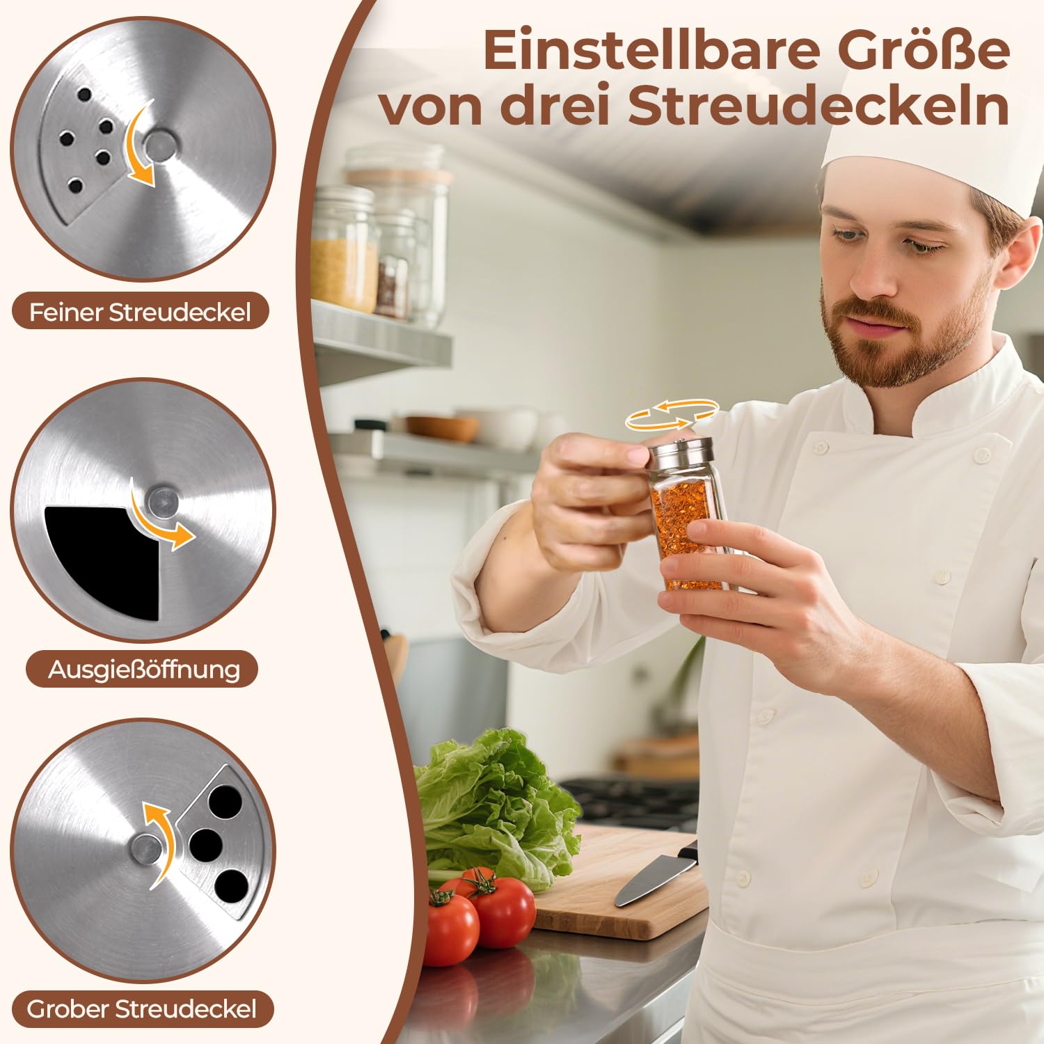ComSaf Gewürzgläser Eckig mit Etiketten (24×120ml), Gewürzstreuer Glas mit Metalldrehdeckel, Gewürzdosen Edelstahltrichter, Gewürz Organizer, Gewürzbehälter, Spice Jars
