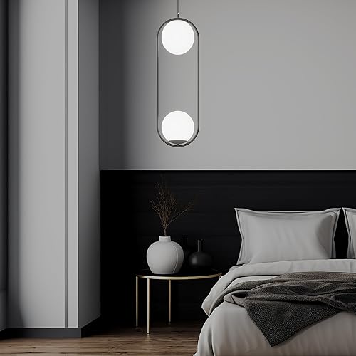 Jewels & Pearls Nordic Modern - Lámpara de techo regulable, perfecta para cocina, comedor, sala de estar y dormitorio, luz LED, 1 unidad (negro,