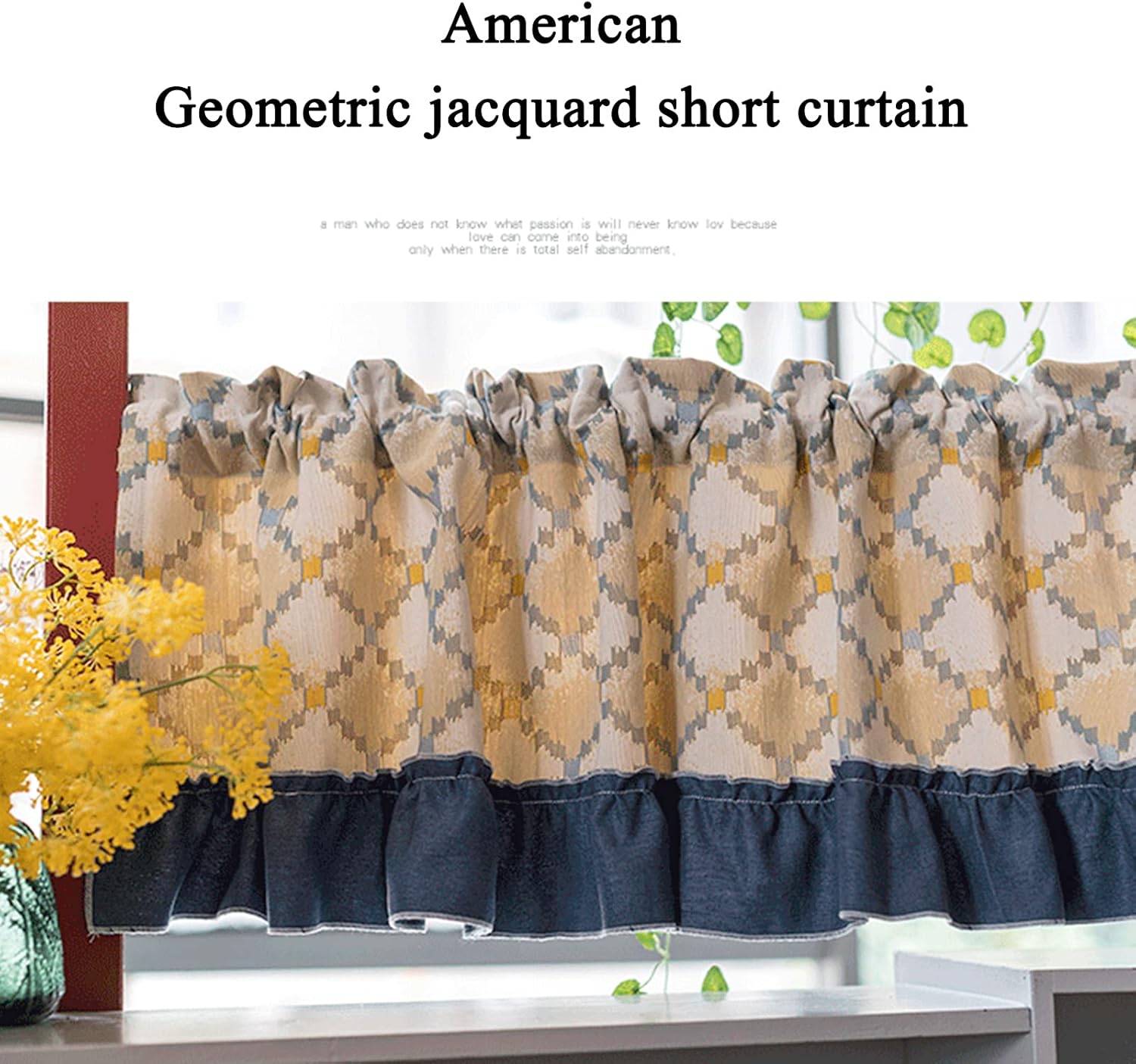 Tier Curtain,Short Kitchen Curtains,Country Style Bistro Curtain,Cáfe semi-Transparent Curtains,Cotton and Linen Curtain Valance,Curtains for Small Windows Living Room Modern Kitchen Bedroom