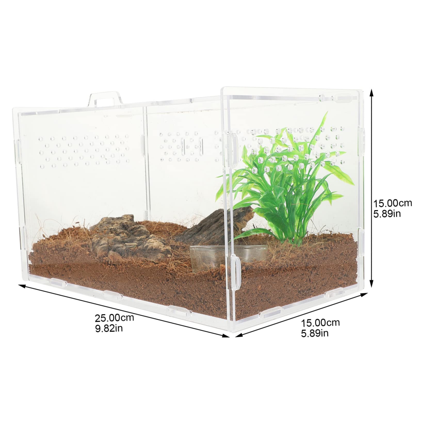 ifundom Terrario Facile da Pulire in Acrilico Fori di Ventilazione e Casa per Tartarughe Terrestri Adatto per Tartarughe di Terra e Piccoli Rettili
