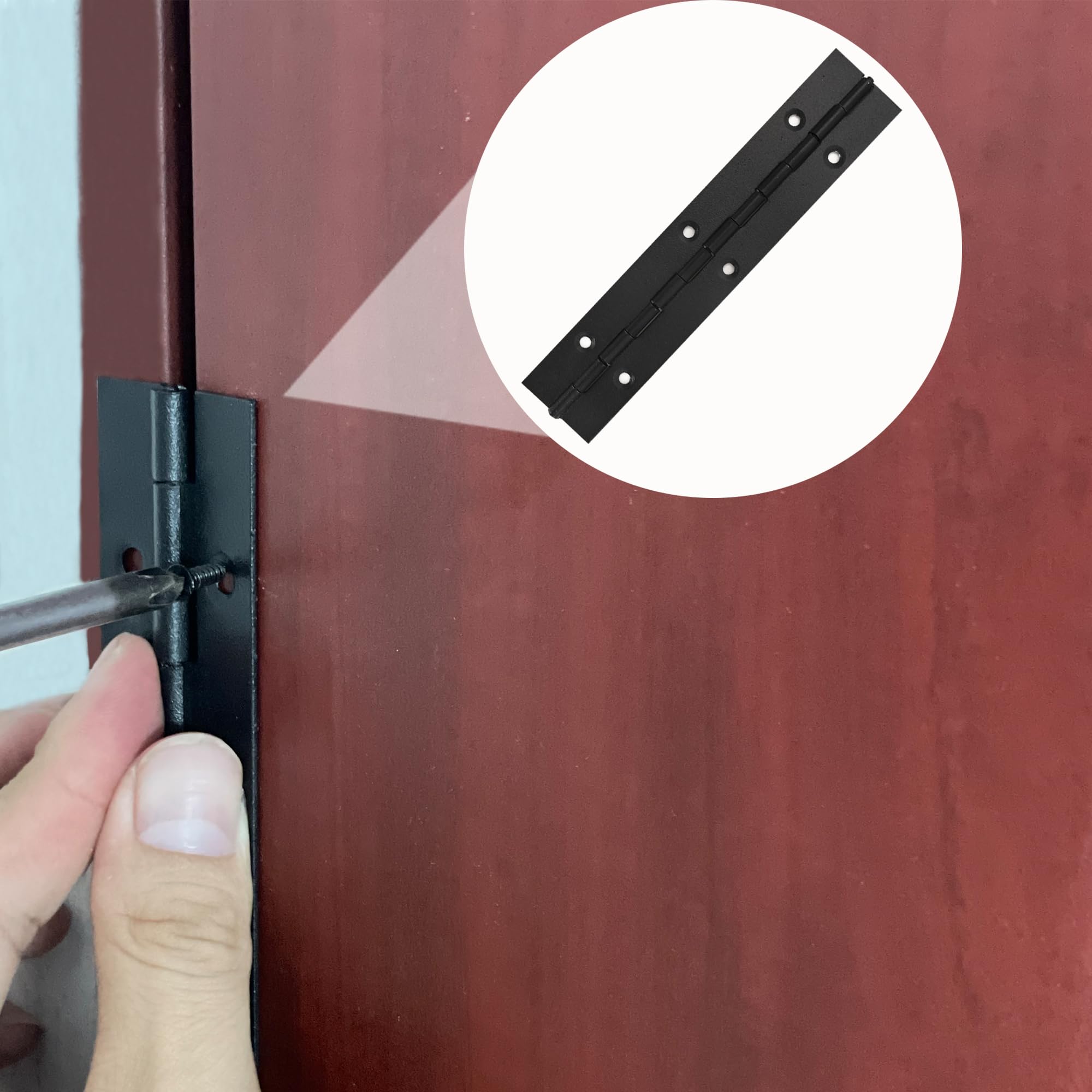 Cionyce 6-Pack 8 Inch Heavy Duty 304 Stainless Steel Piano Hinge – Marine Grade Continuous Hinge With Screws For Cabinets, Boats & Marine Doors (Black)
