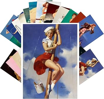 PIXILUV Vintage Postcards 24 pcs 4"x6" each Active Life of Pinup Girls Vintage Notecards Classic Retro Greeting Card Reprint