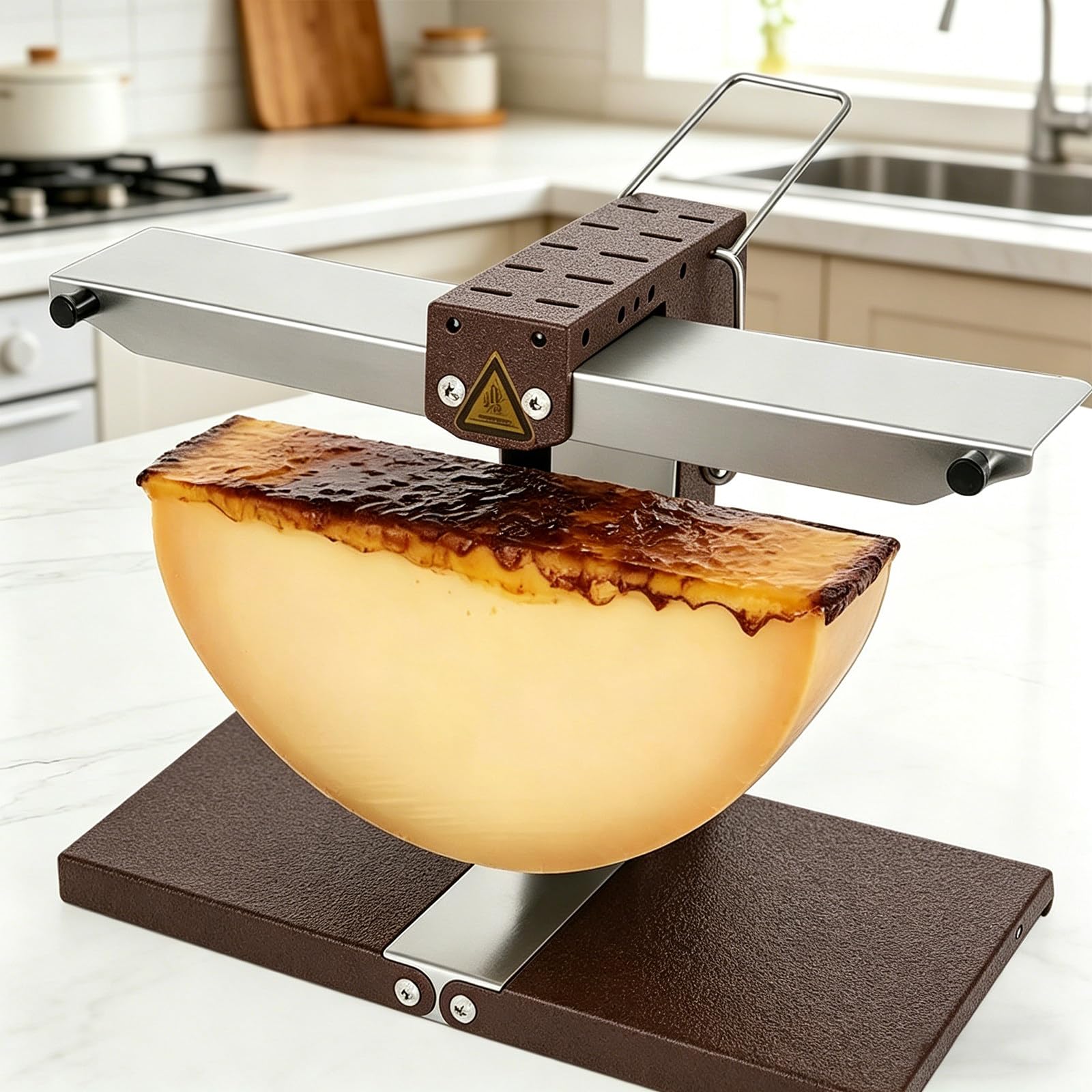 HEIHEIZI Electric Raclette Cheese Melting Machine – 1000W Half-Round Commercial Cheese Warmer Grill with Adjustable Angle, Stainless Steel Food-Grade Melter for Raclette in Restaurant & Parties