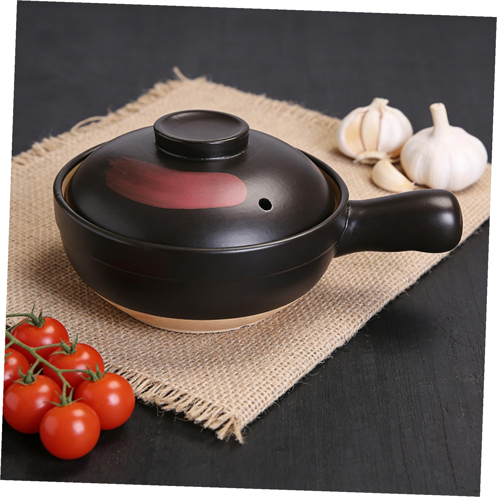 Olla de Barro para Guisado del Hogar Superficie Lisa y Fácil de Limpiar, Cazuela Tradicional de Arcilla Adecuado para Reuniones Familiares y Fiestas Jardín