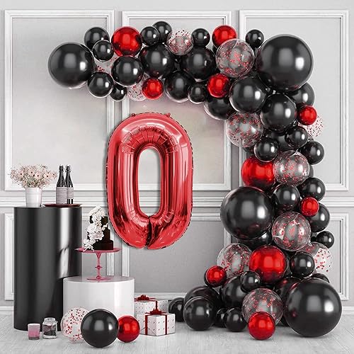 Miniatura 6 de Globo de números de 40 pulgadas, globos rojos con el número 0, globos rojos grandes de papel de aluminio de cumpleaños, fiesta de cumpleaños,