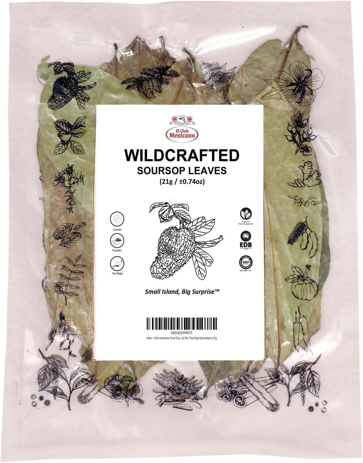 club mexicano Pure Graviola - Whole Soursop Leaves For Tea Hoja Guanabana 21g