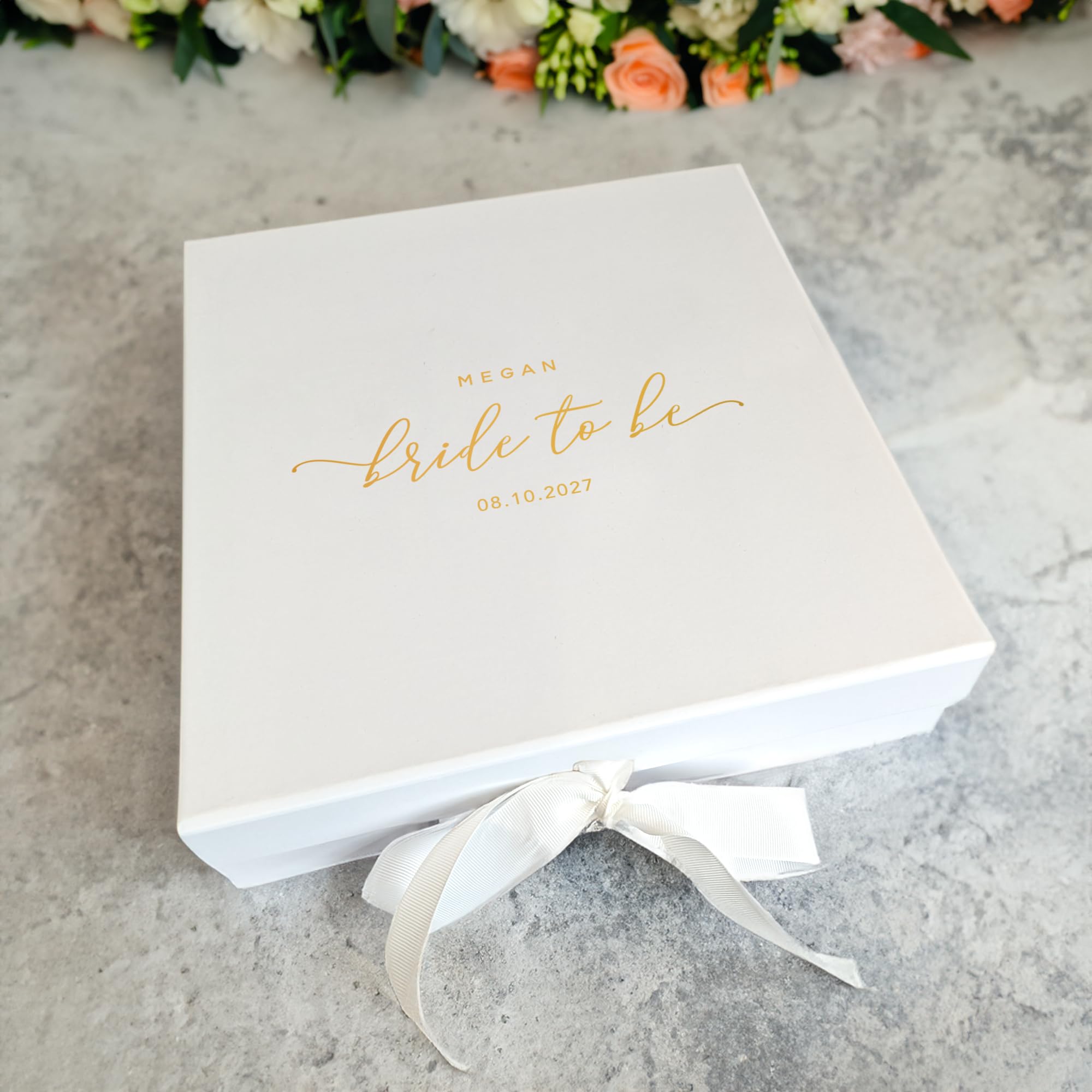 Craftwalla® Bride-to-Be Gift Box – Personalised Wedding Keepsake Hamper with Foil | Perfect Engagement Gift, Bridal Shower Present & Hen Party Surprise (Gold, Large)