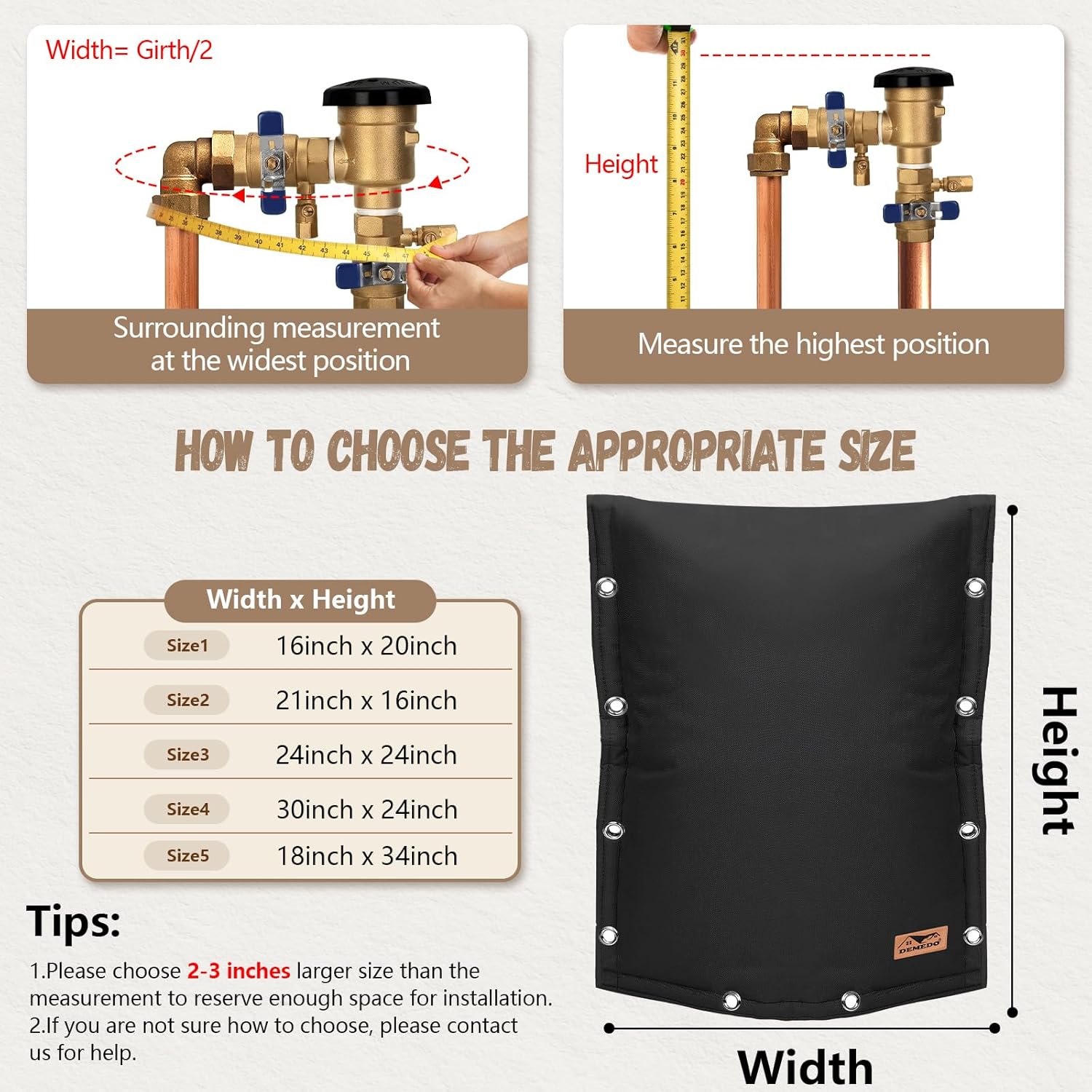 Backflow Preventer Insulation Cover Bundle with Enlarge Outdoor Faucet Cover for Winter
