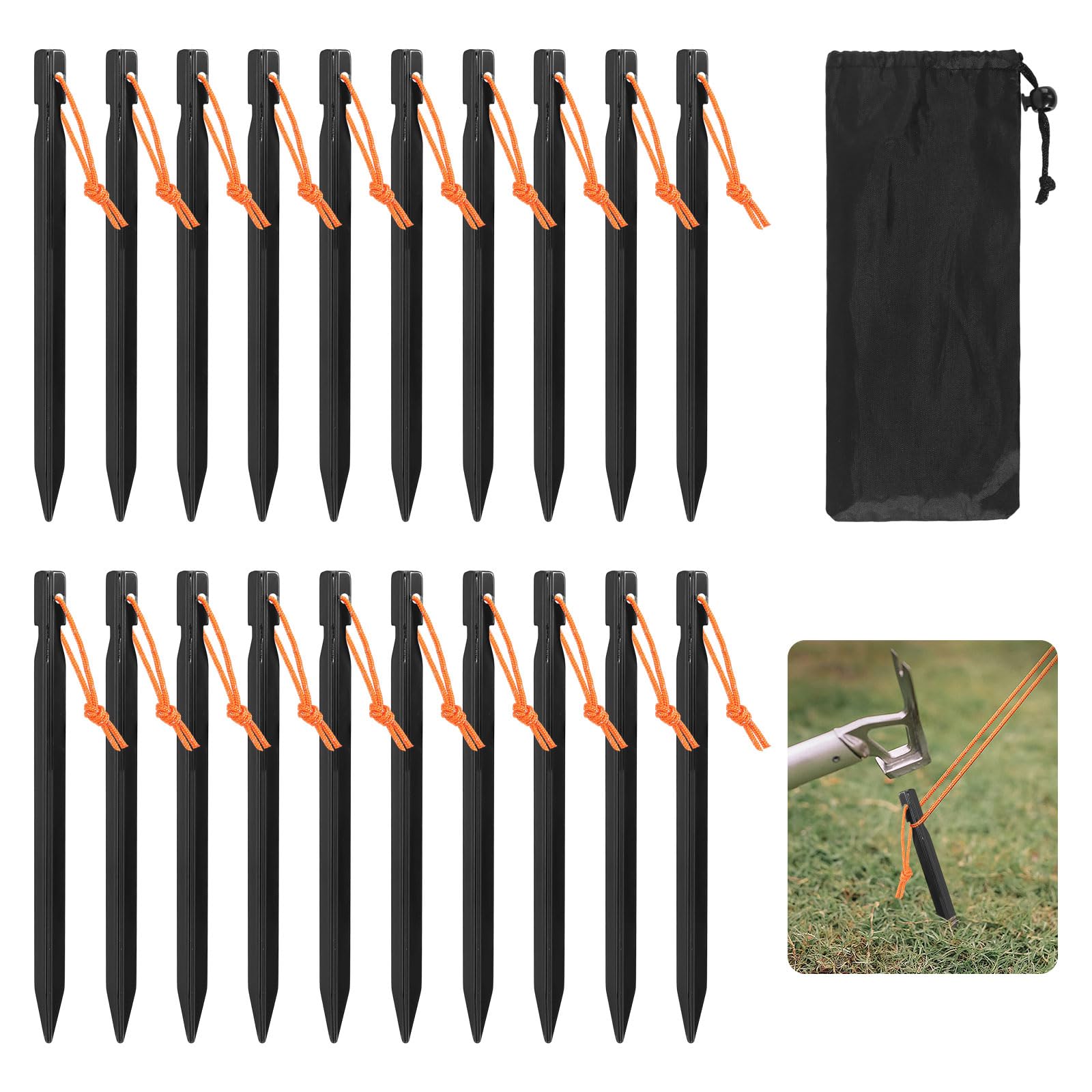20 piquetas de aluminio para tienda de campaña, 18 cm en forma de Y, estables, ultraligeras, resistentes y resistentes, para camping, para lona de tienda de campaña