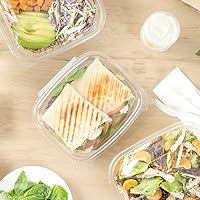 Vista 10 de Restaurantware Thermo Tek - Recipientes de comida para delicatessen de 24 onzas, 100 recipientes con tapa con bisagras antivaho – Rectangular