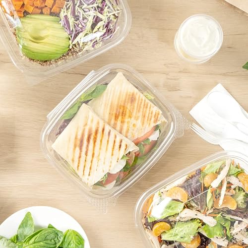 Miniatura 10 de Restaurantware Thermo Tek - Recipientes de comida para delicatessen de 24 onzas, 100 recipientes con tapa con bisagras antivaho  Rectangular