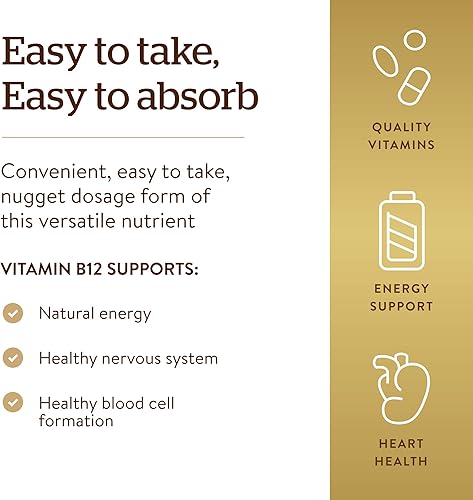 Miniatura 4 de Solgar Vitamina B12 1000 mcg 250 pepitas - Apoya la producción de energía glóbulos rojos - Sistema nervioso saludable - Promueve la salud