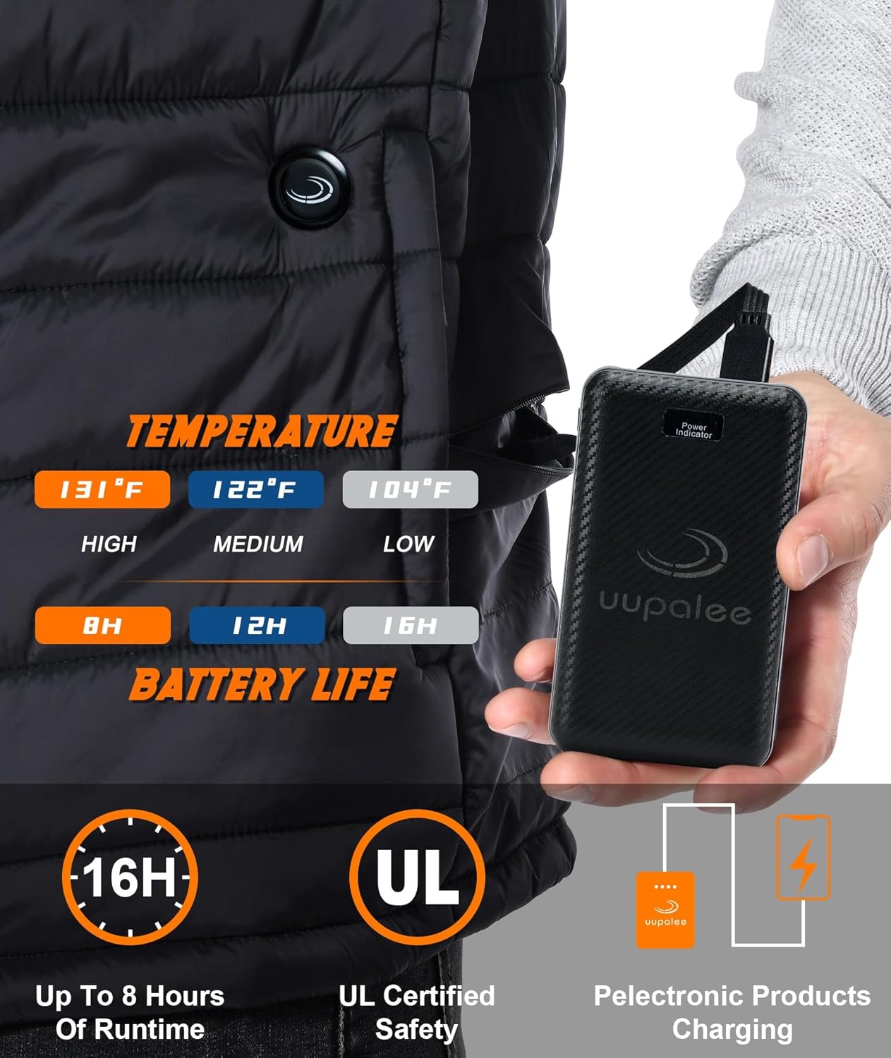 Heated Vest Men Outdoor Lightweight Warm Heating Clothing with Battery Pack - Image 3