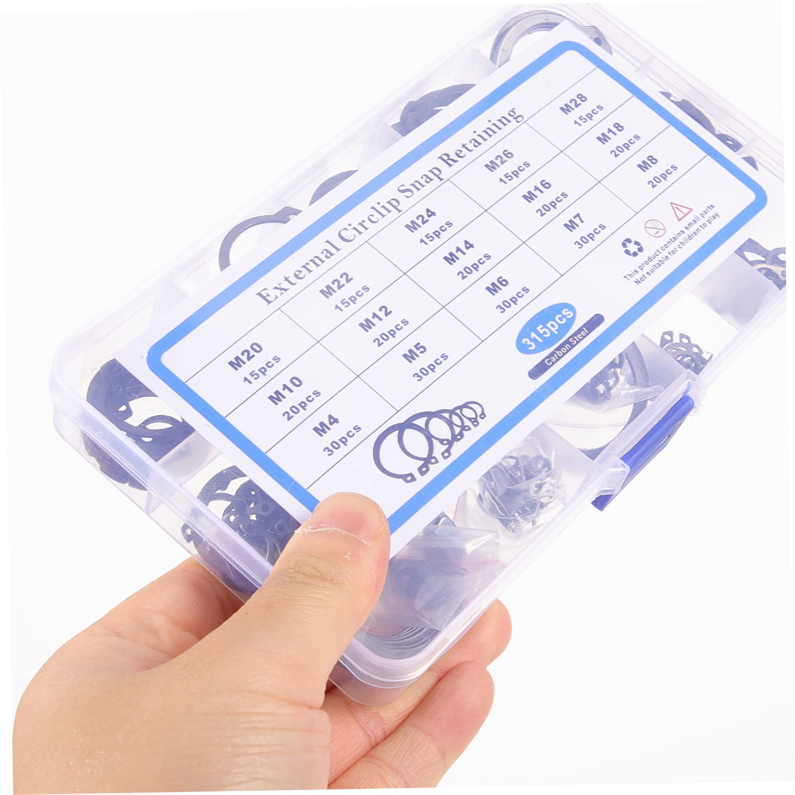 Unomor Retaining Rings Set 315pcs Circlip Assortment 4-28mm Metal Clip Rings Stainless Steel for Bearings Gears Pulleys