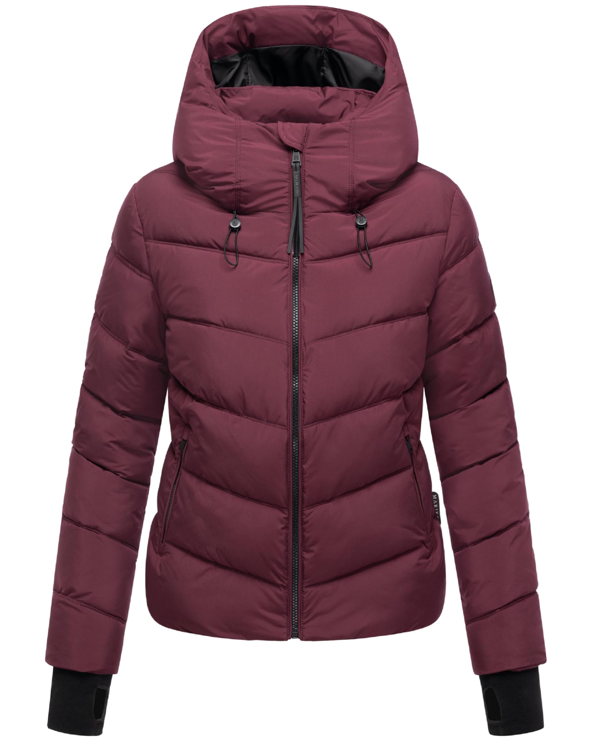 Marikoo Women's Wine Red Yukanii Xvi Winter Jacket Warm Quilted Jacket With Adjustable Hood Xs - Xxl, L