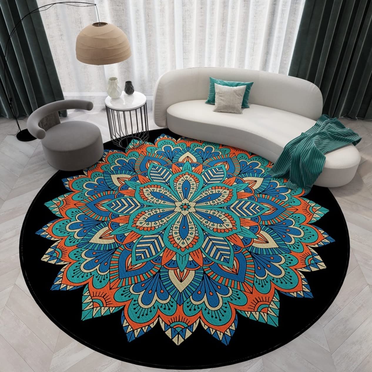 Amazon｜[NHYGDY] レトロ ヨーロッパ風 140cm ラグ カーペット 緑 赤