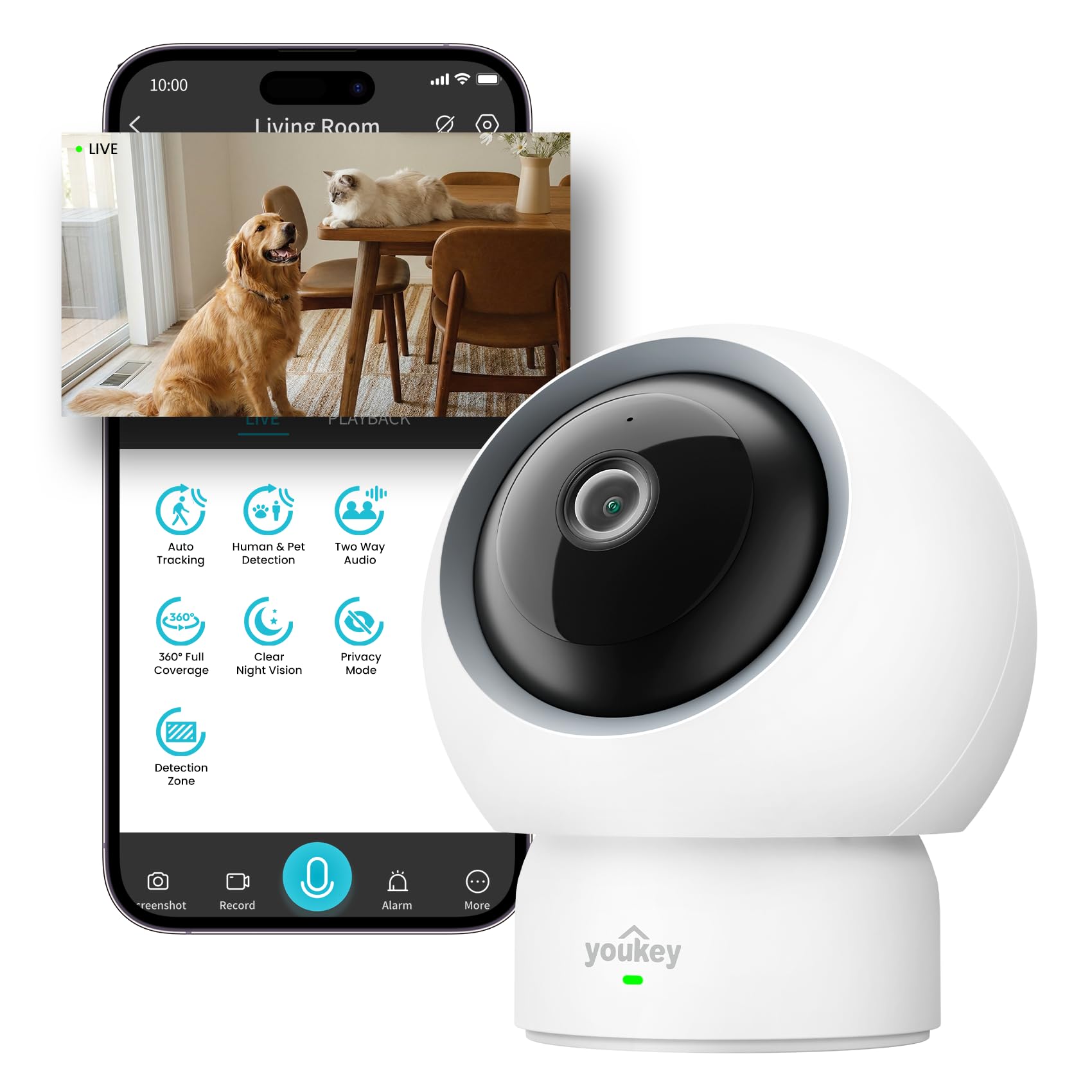 youkey 2.5K Indoor Pet Security Camera