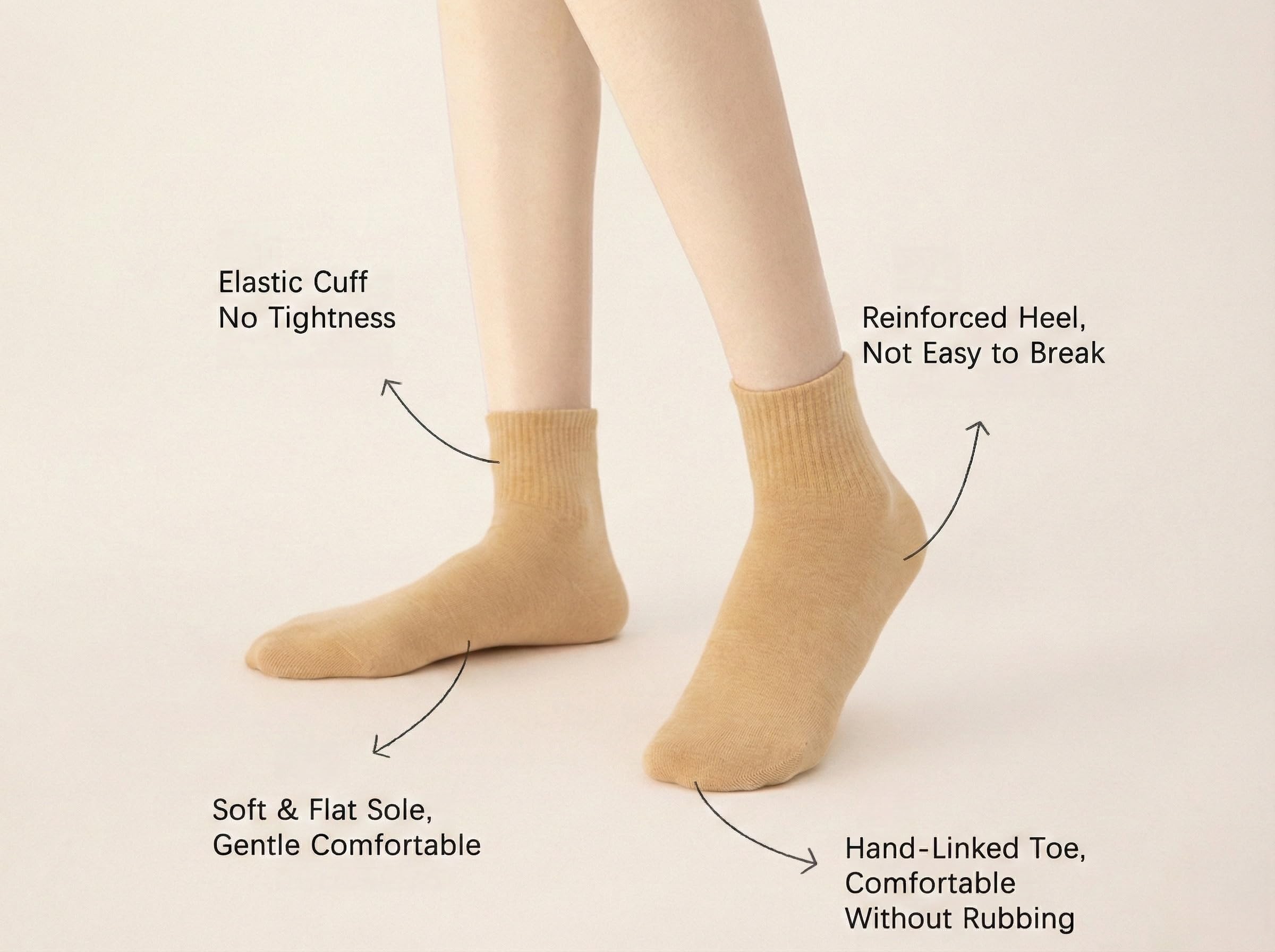 Calcetines altos para mujer, puntera sin costuras, alta elasticidad, suaves por encima del tobillo, para mujeres y niñas, talla 6-10