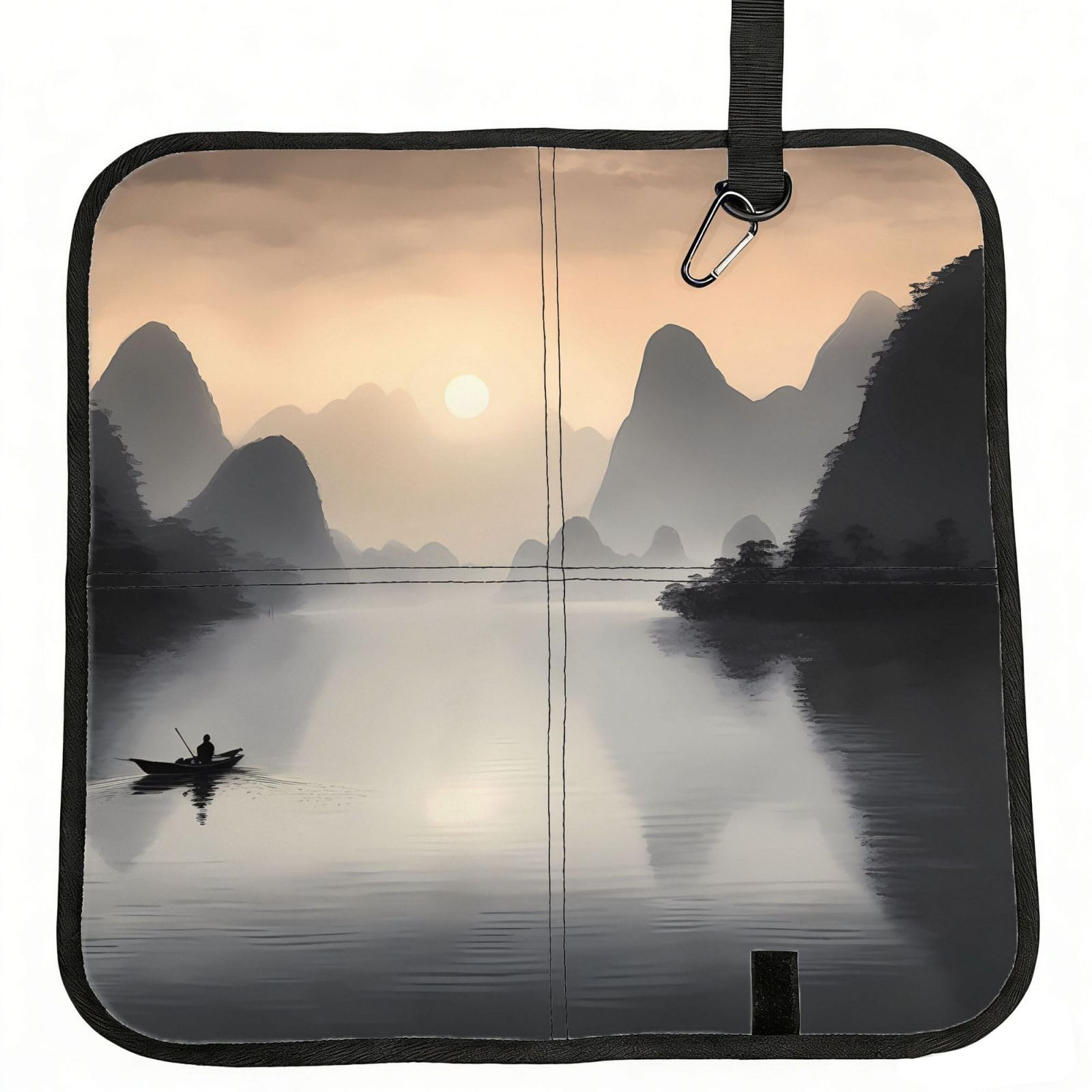 WZYCWB landscape Foldable Seating Cushion with Carabiner - Stadium Mat for Camping, Hiking and Outdoor Activities