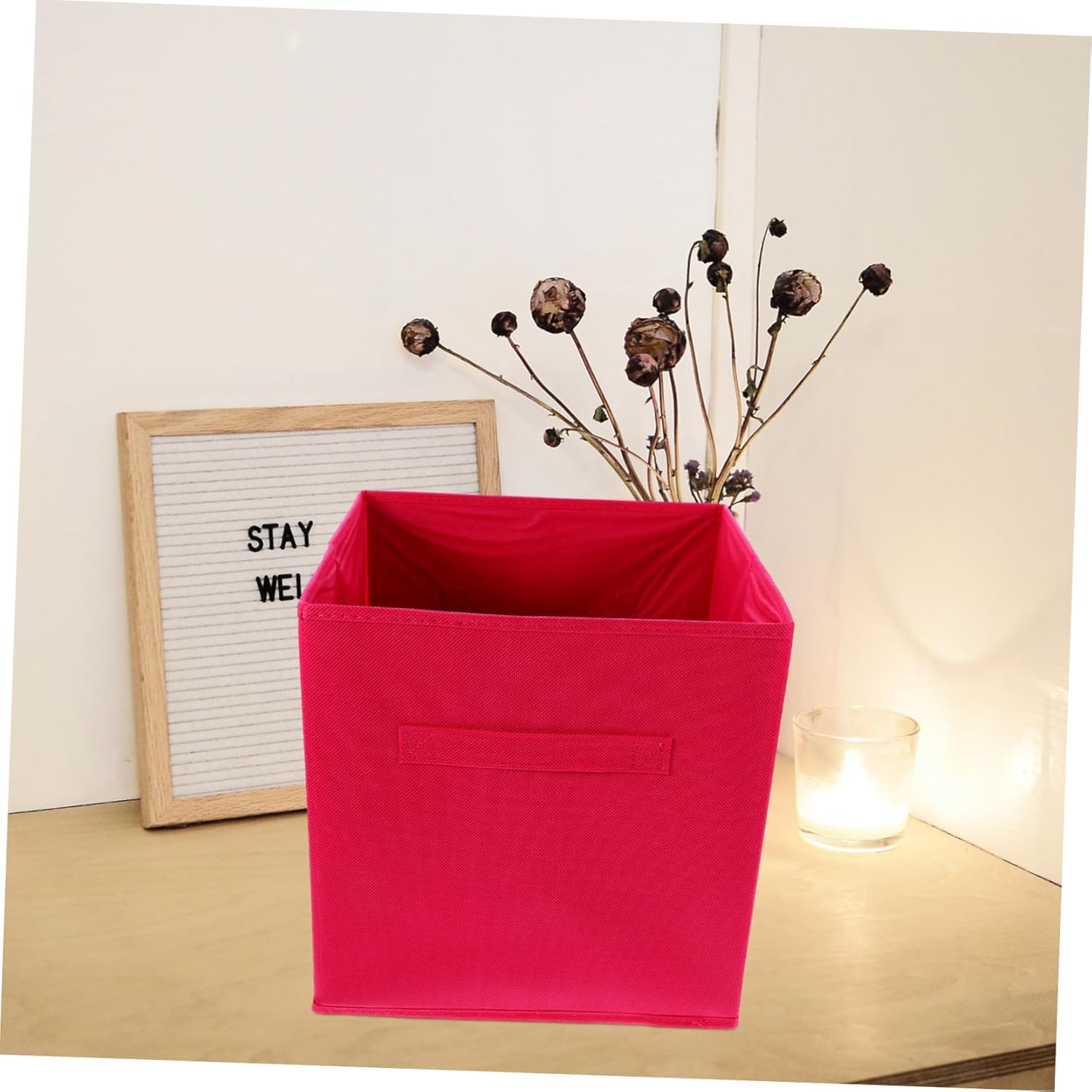 BESTonZON 4pcs Collapsible Fabric Storage Bins Stylish Organizers for Clothes Durable Foldable Cube Baskets for Home Nursery Organization