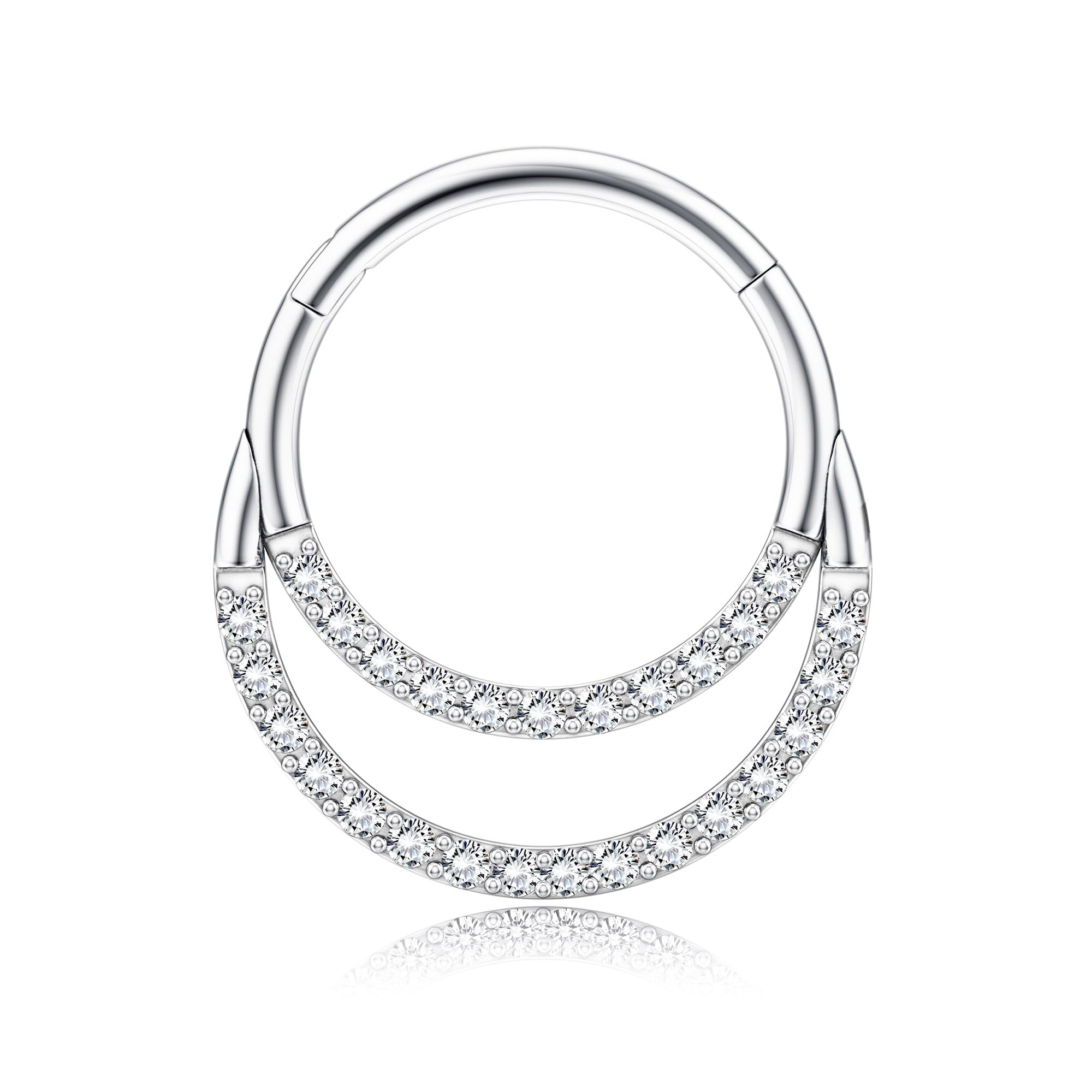 BodyBonita 16G/18G Septum Rings Clicker - 316L Stainless Steel Hinged Hoop Nose Rings for Women Dangle Earrings Hoop Cartilage Conch Piercing Jewellery Tragus Daith Helix 14k Gold Plated/Silver 8/10MM