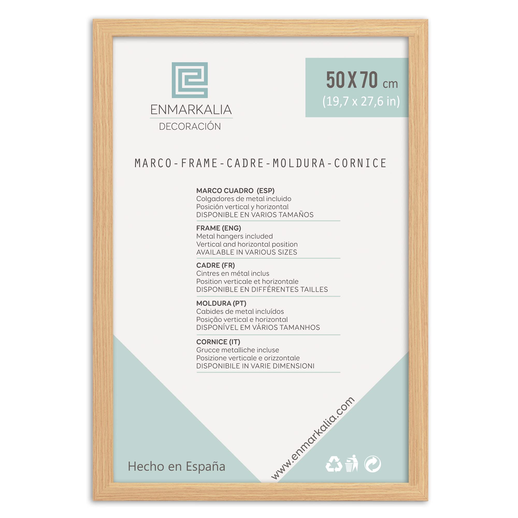 Enmarkalia Marcos 50x70 cm - color Madera (moldura de 30x15 mm) X1 Ud.