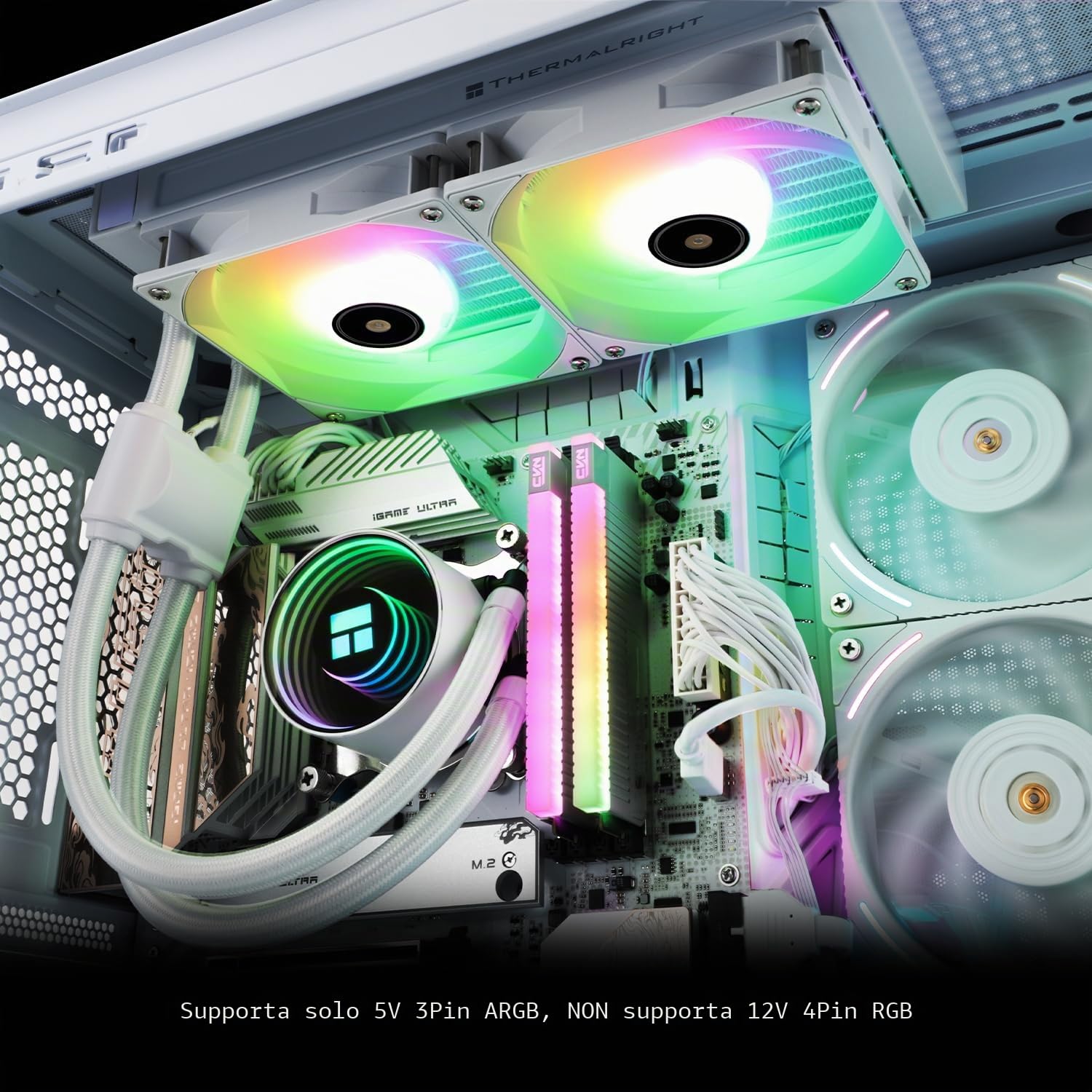 Thermalright Frozen Notte 240 WHITE ARGB V2 Sistema di raffreddamento CPU ad acqua, 240 White, con doppia ventola PWM, cuscinetti S-FDB, adatto per AMD/AM4 AM5, Intel LGA 1700/1150/1151/1200/2011