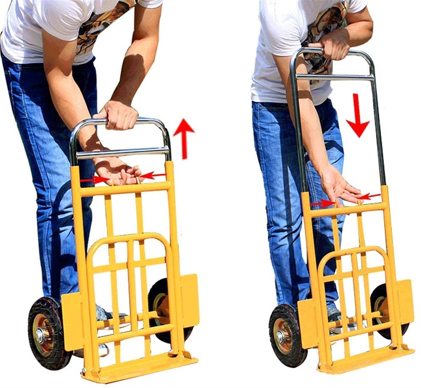 Chariot à bagages pliable avec roues, camion plateforme robuste avec capacité de charge de 300 kg pour le shopping et le transport
