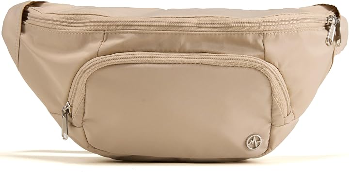 Pander Everywhere Belt Bag Crossbody Fanny Pack with Mesh Pockets and Adjustable Strap, 4L / Raw Linen