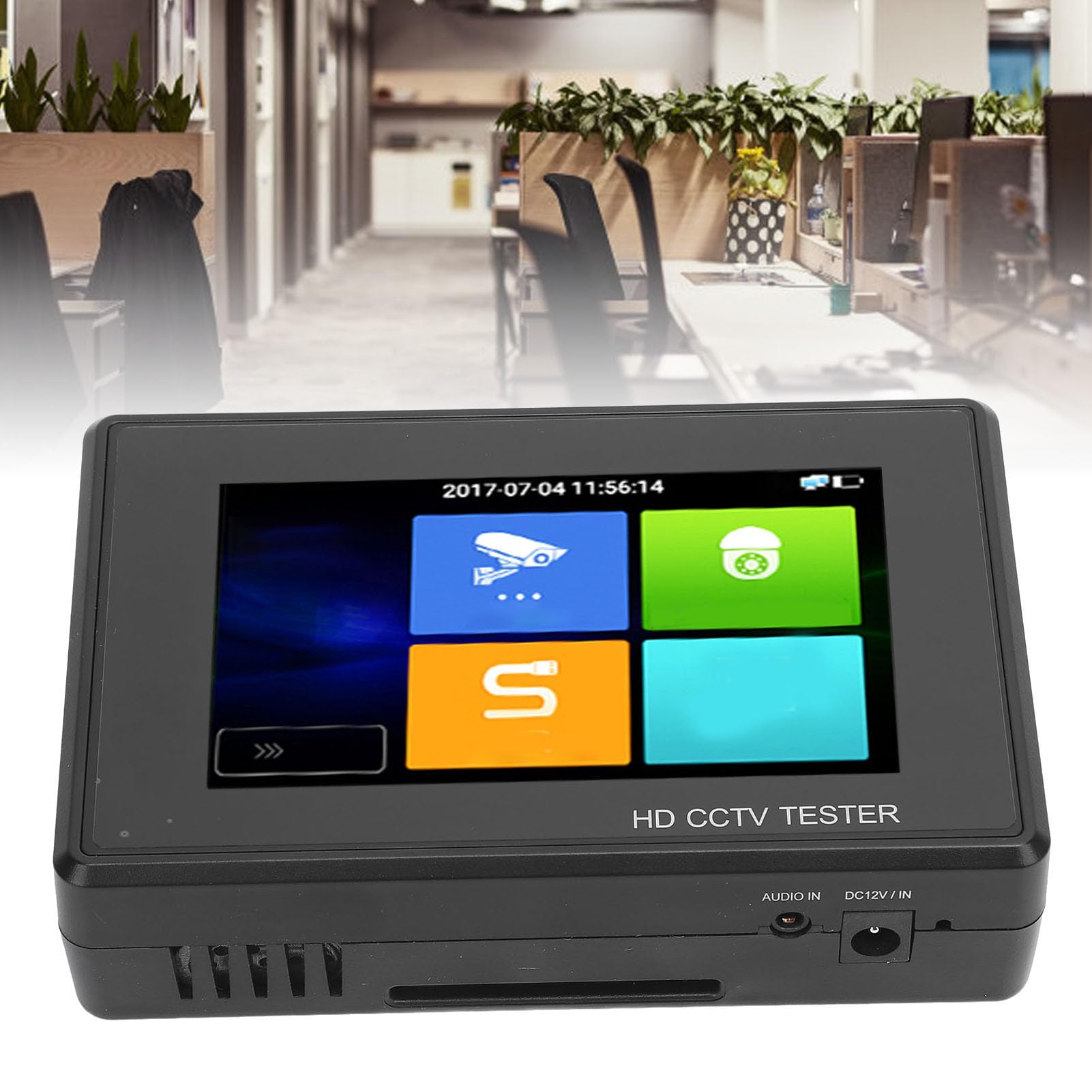 Fafeicy Testeur de Vidéosurveillance au Poignet, écran Tactile IPS Transparent de 4 Pouces, Appareil de Test de Caméra Portable avec Batterie Longue Durée et Sortie PoE, pour la (Prise UE 100 à 240V)