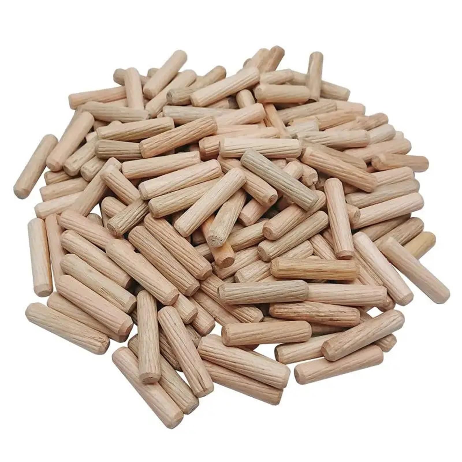 Holzdübel, Holzdübelstifte, 1000-teiliges Holzdübelstangen-Set for Möbel, Schränke, Schubladen, rund, geriffeltes Holz, DIY-Handwerk(6x30mm)