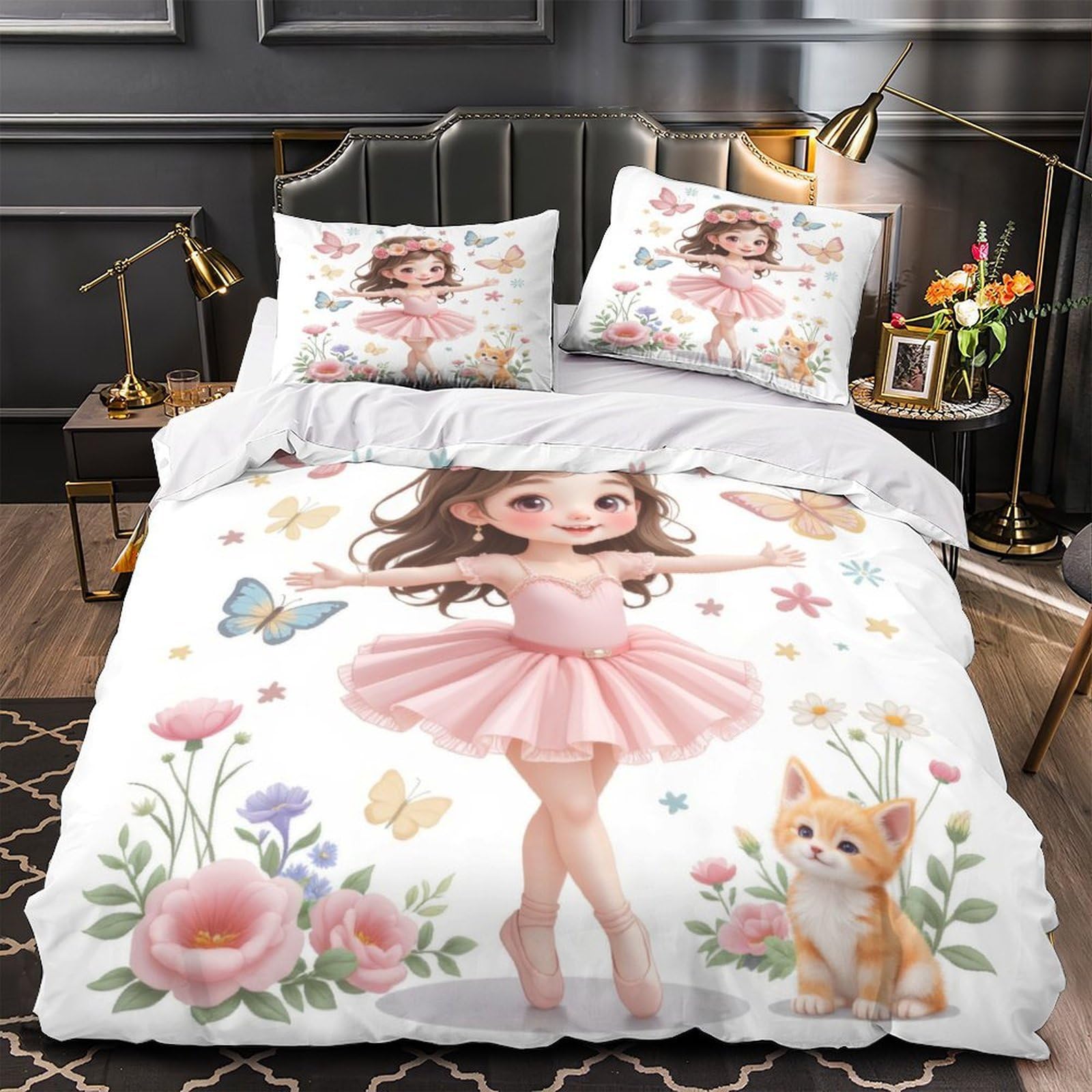 Housse de couette super douce Jolie Ballerine en microfibre haute densité